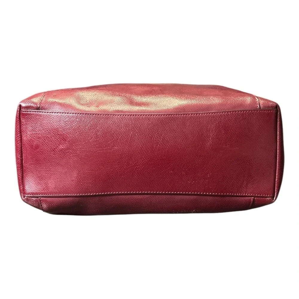 Coach Ava Bordeaux Red Pebbled Leather Tote Shoulder Bag Purse Chain Handle